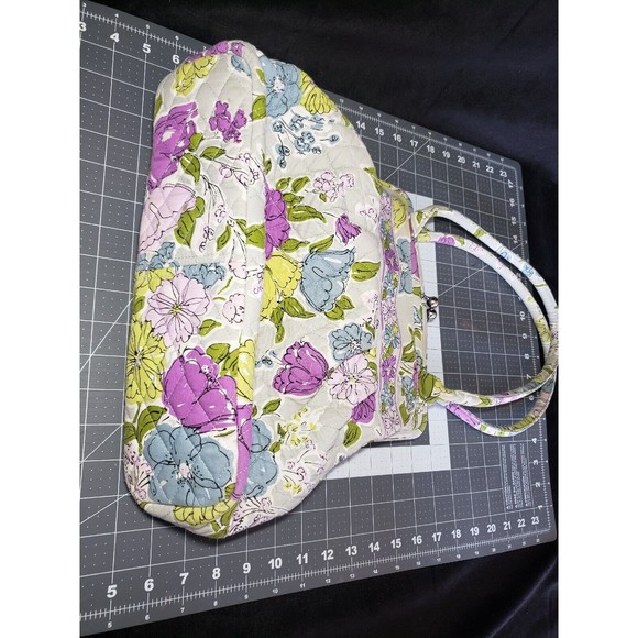 Vera Bradley Tote Bag WATERCOLOR Gray Floral Zip Shoulder RETIRED All Over Print - Picture 10 of 10
